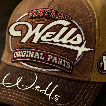 WELLS TC02 HH79  Personalized Name Baseball Cap, Vintage Retro Hat, Custom Gift for Him & Her