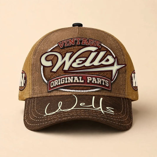 WELLS TC02 HH79  Personalized Name Baseball Cap, Vintage Retro Hat, Custom Gift for Him & Her