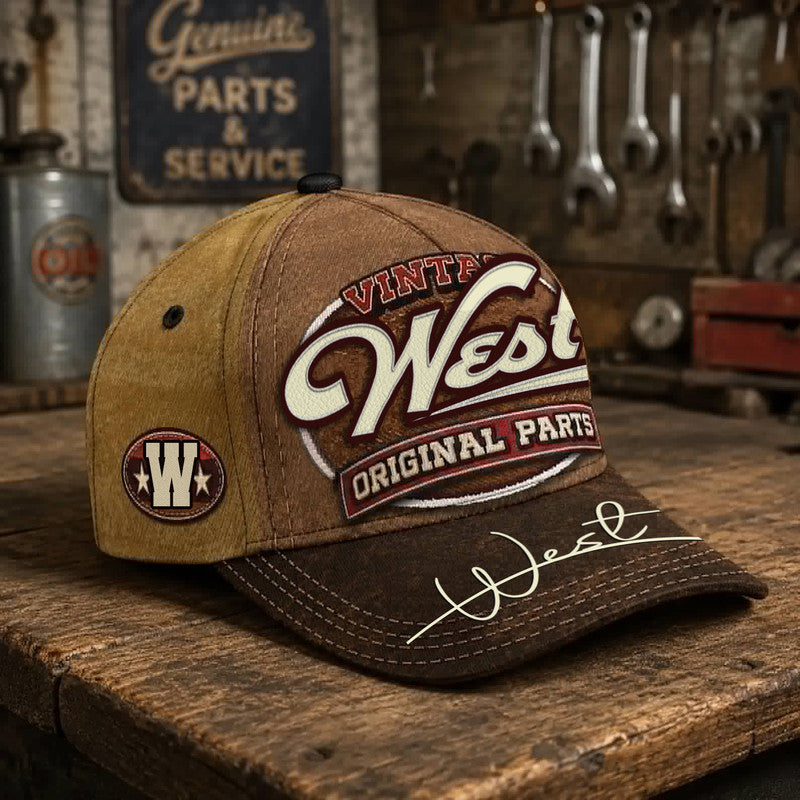 WEST TC02 HH79  Personalized Name Baseball Cap, Vintage Retro Hat, Custom Gift for Him & Her