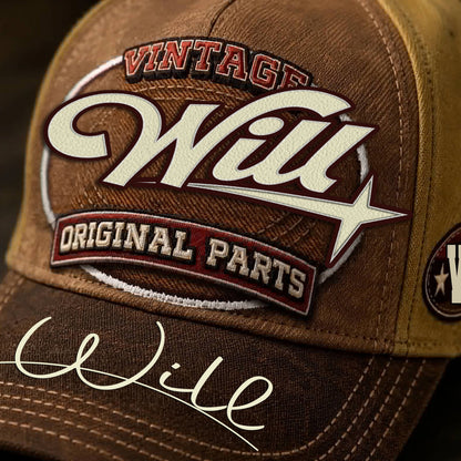 WILL TC02 HH79  Personalized Name Baseball Cap, Vintage Retro Hat, Custom Gift for Him & Her
