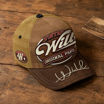 WILL TC02 HH79  Personalized Name Baseball Cap, Vintage Retro Hat, Custom Gift for Him & Her