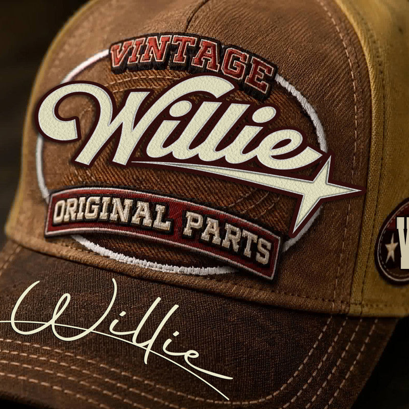 WILLIE TC02 HH79  Personalized Name Baseball Cap, Vintage Retro Hat, Custom Gift for Him & Her
