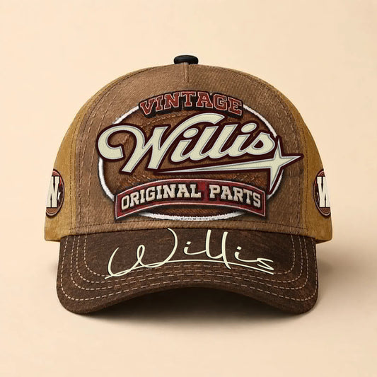 WILLIS TC02 HH79  Personalized Name Baseball Cap, Vintage Retro Hat, Custom Gift for Him & Her