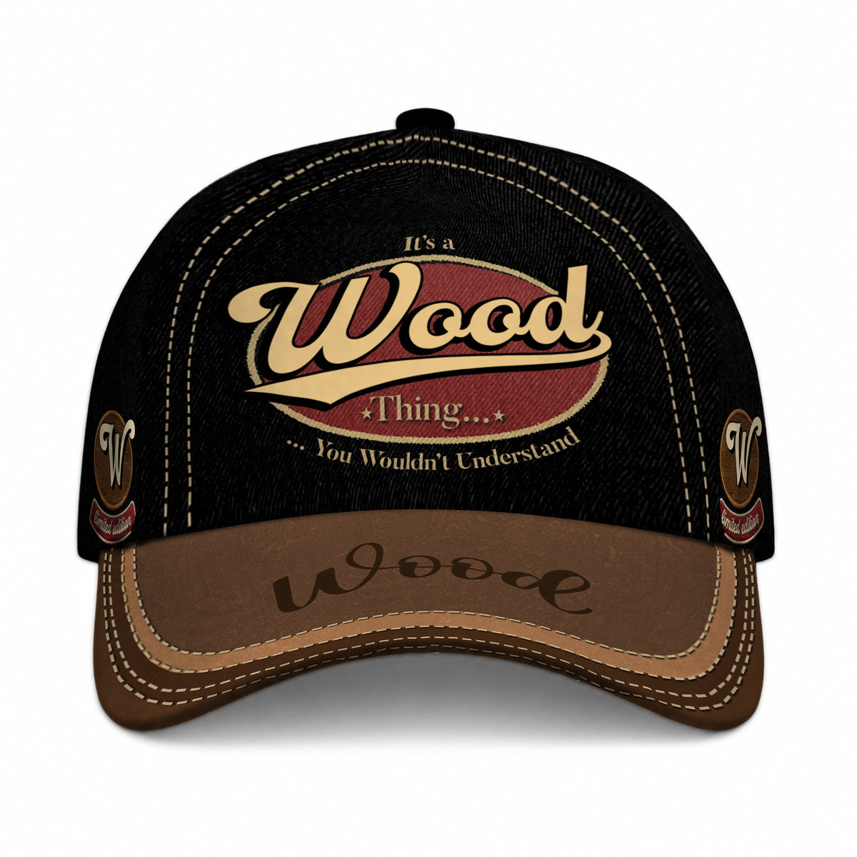 WOOD  TC06 HH79 Personalized Distressed Baseball Cap, Custom Retro Trucker Hat, Statement Dad Cap