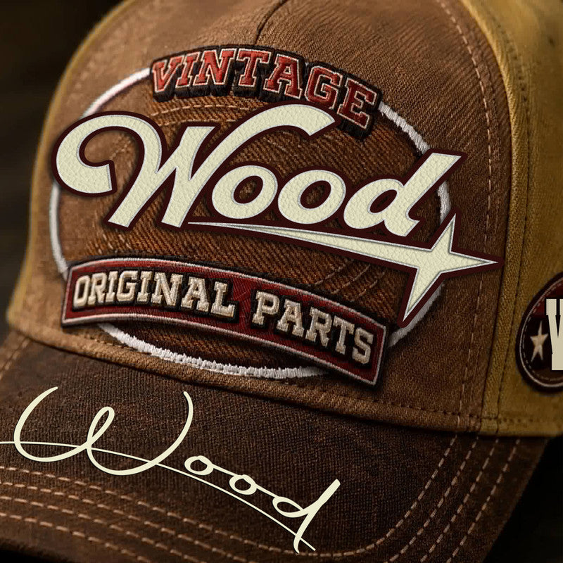 WOOD TC02 HH79  Personalized Name Baseball Cap, Vintage Retro Hat, Custom Gift for Him & Her