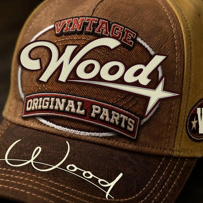 WOOD TC02 HH79  Personalized Name Baseball Cap, Vintage Retro Hat, Custom Gift for Him & Her