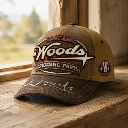 WOODS TC02 HH79  Personalized Name Baseball Cap, Vintage Retro Hat, Custom Gift for Him & Her