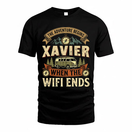 XAVIER TT898-K6-229 – Personalized Funny Camping Quote Apparel “The Adventure Begins When The WiFi Ends”