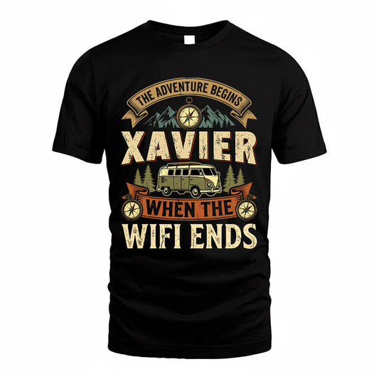 XAVIER TT898-K6-229 – Personalized Funny Camping Quote Apparel “The Adventure Begins When The WiFi Ends”