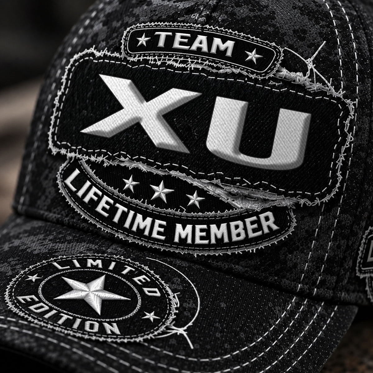 XU TC03 HH79  Personalized Black Camo Baseball Cap, Custom Name Family Hat