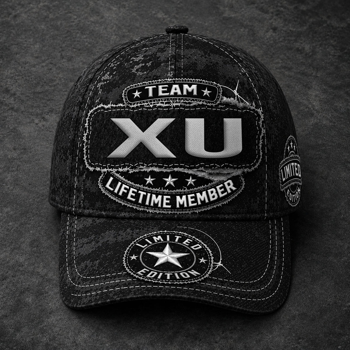 XU TC03 HH79  Personalized Black Camo Baseball Cap, Custom Name Family Hat