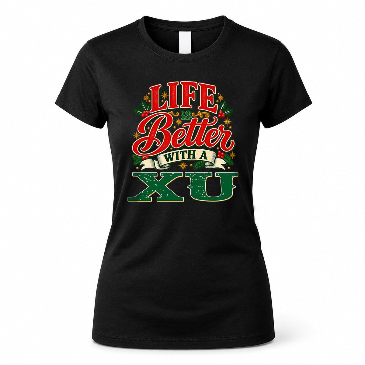 XU HH-F011 Personalized Name Christmas Shirt – “Life Is Better With a Custom Name” Funny Christmas Gift, Custom Holiday Apparel