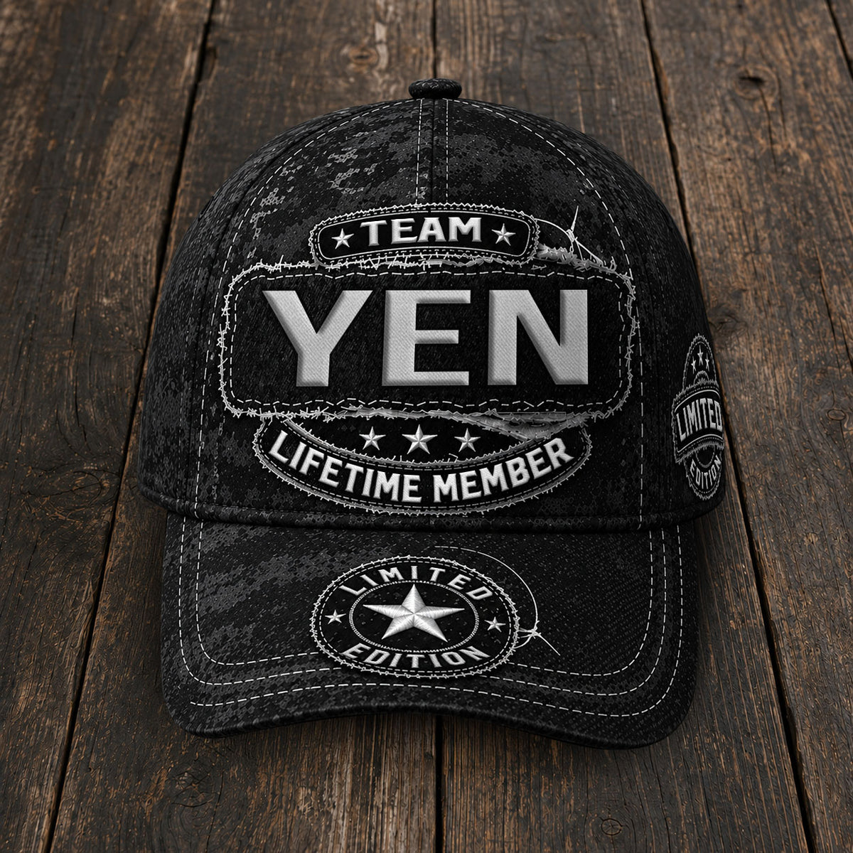 YEN TC03 HH79  Personalized Black Camo Baseball Cap, Custom Name Family Hat