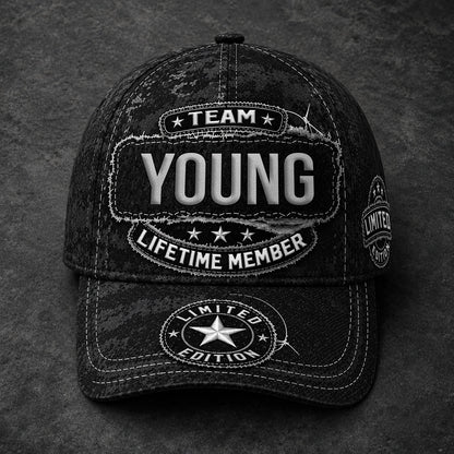 YOUNG TC03 HH79  Personalized Black Camo Baseball Cap, Custom Name Family Hat