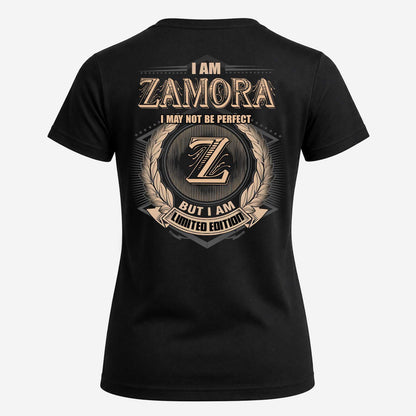ZAMORA 2K-101–Personalized Name Quote Apparel “I Am NAME May Not Be Perfect But I Am Limited Edition”