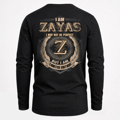 ZAYAS 2K-101–Personalized Name Quote Apparel “I Am NAME May Not Be Perfect But I Am Limited Edition”
