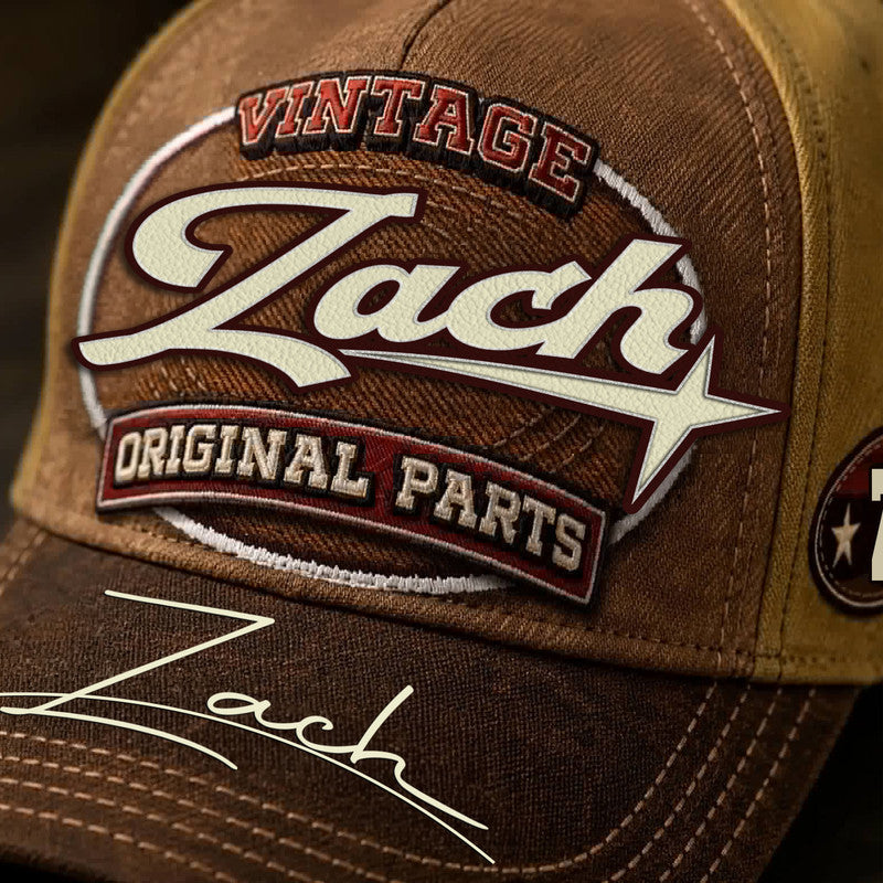 ZACH TC02 HH79  Personalized Name Baseball Cap, Vintage Retro Hat, Custom Gift for Him & Her