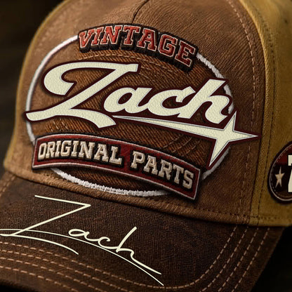 ZACH TC02 HH79  Personalized Name Baseball Cap, Vintage Retro Hat, Custom Gift for Him & Her