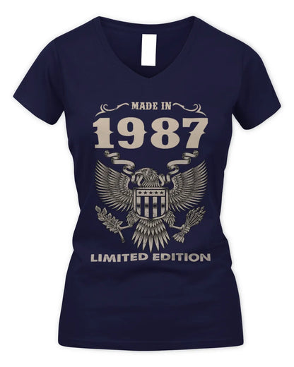 1987 HH89-K2 – Classic Birth Year Limited Edition T-Shirt - Women's V-Neck T-Shirt - Navy