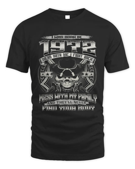 1972 HH89-K2 – T-shirt – Theme: "Birth Year – Family Always Protects" - Unisex Standard T-Shirt - Black