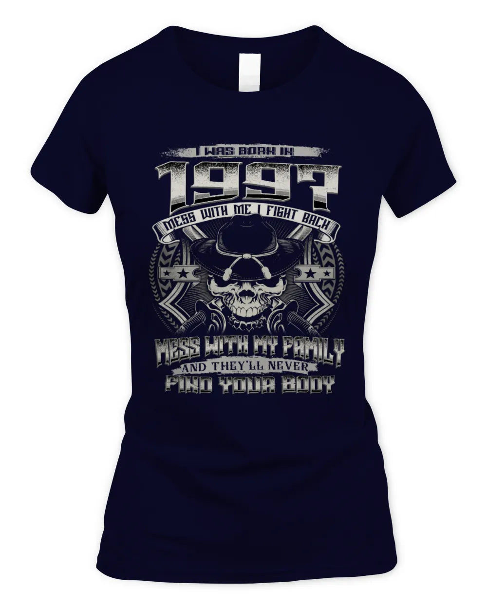 1997 HH89-K2 – T-shirt – Theme: "Birth Year – Family Always Protects" - Women's Standard T-Shirt - Navy