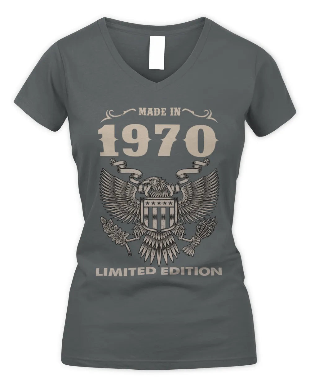 1970 HH89-K2 – Classic Birth Year Limited Edition T-Shirt - Women's V-Neck T-Shirt - Charcoal