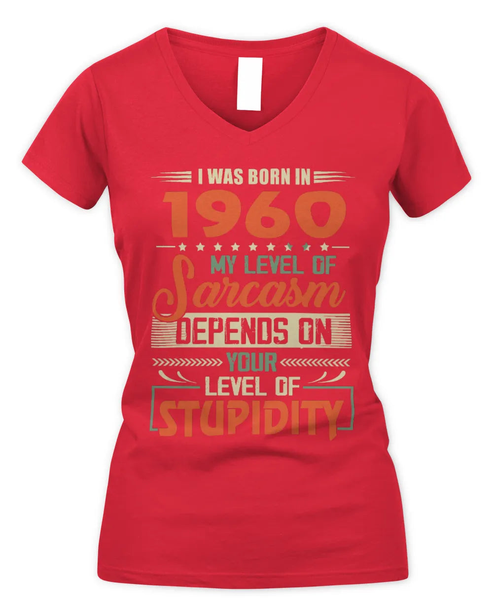 1960 HH89-K2 – Vintage Born to Be Sarcastic T-Shirt - Women's V-Neck T-Shirt - Red