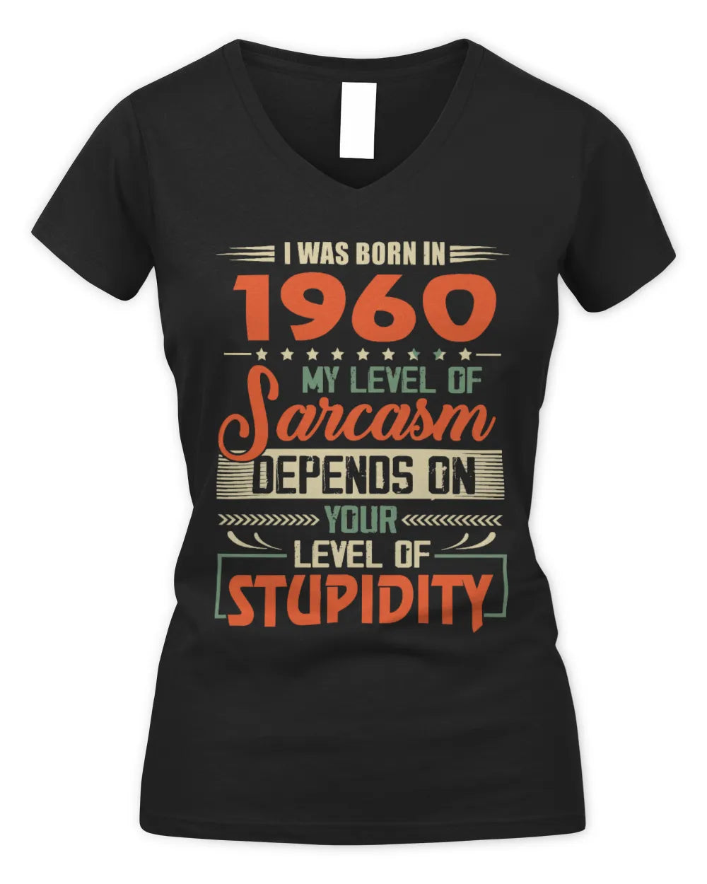 1960 HH89-K2 – Vintage Born to Be Sarcastic T-Shirt - Women's V-Neck T-Shirt - Black