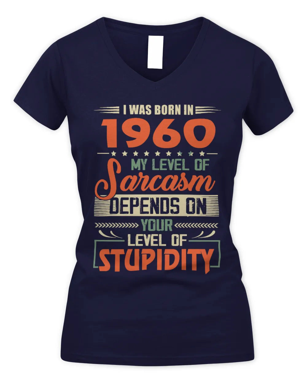 1960 HH89-K2 – Vintage Born to Be Sarcastic T-Shirt - Women's V-Neck T-Shirt - Navy