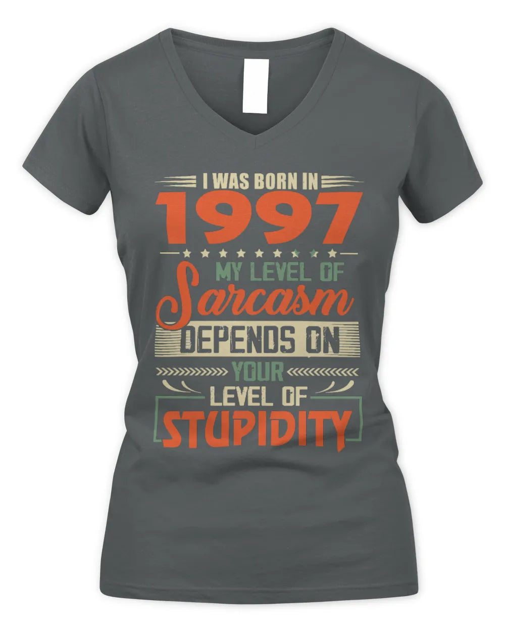 1997 HH89-K2 – Vintage Born to Be Sarcastic T-Shirt - Women's V-Neck T-Shirt - Charcoal