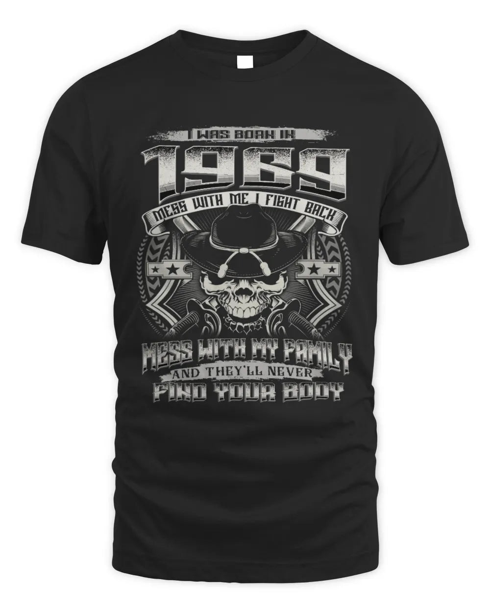 1969 HH89-K2 – T-shirt – Theme: "Birth Year – Family Always Protects" - Unisex Standard T-Shirt - Black