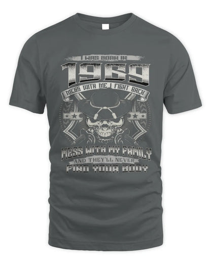 1969 HH89-K2 – T-shirt – Theme: "Birth Year – Family Always Protects" - Unisex Standard T-Shirt - Charcoal