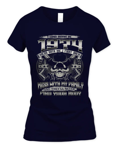 1974 HH89-K2 – T-shirt – Theme: "Birth Year – Family Always Protects" - Women's Standard T-Shirt - Navy