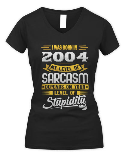 2004 HH88-K2 – Funny Birth Year Sarcasm Quote T-Shirt - Women's V-Neck T-Shirt - Black