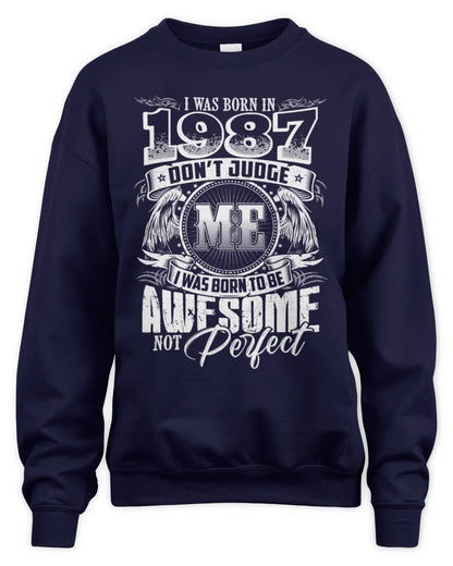 1987 HH89-K2 – Awesome Birth Year Quote T-Shirt - Unisex Sweatshirt - Navy
