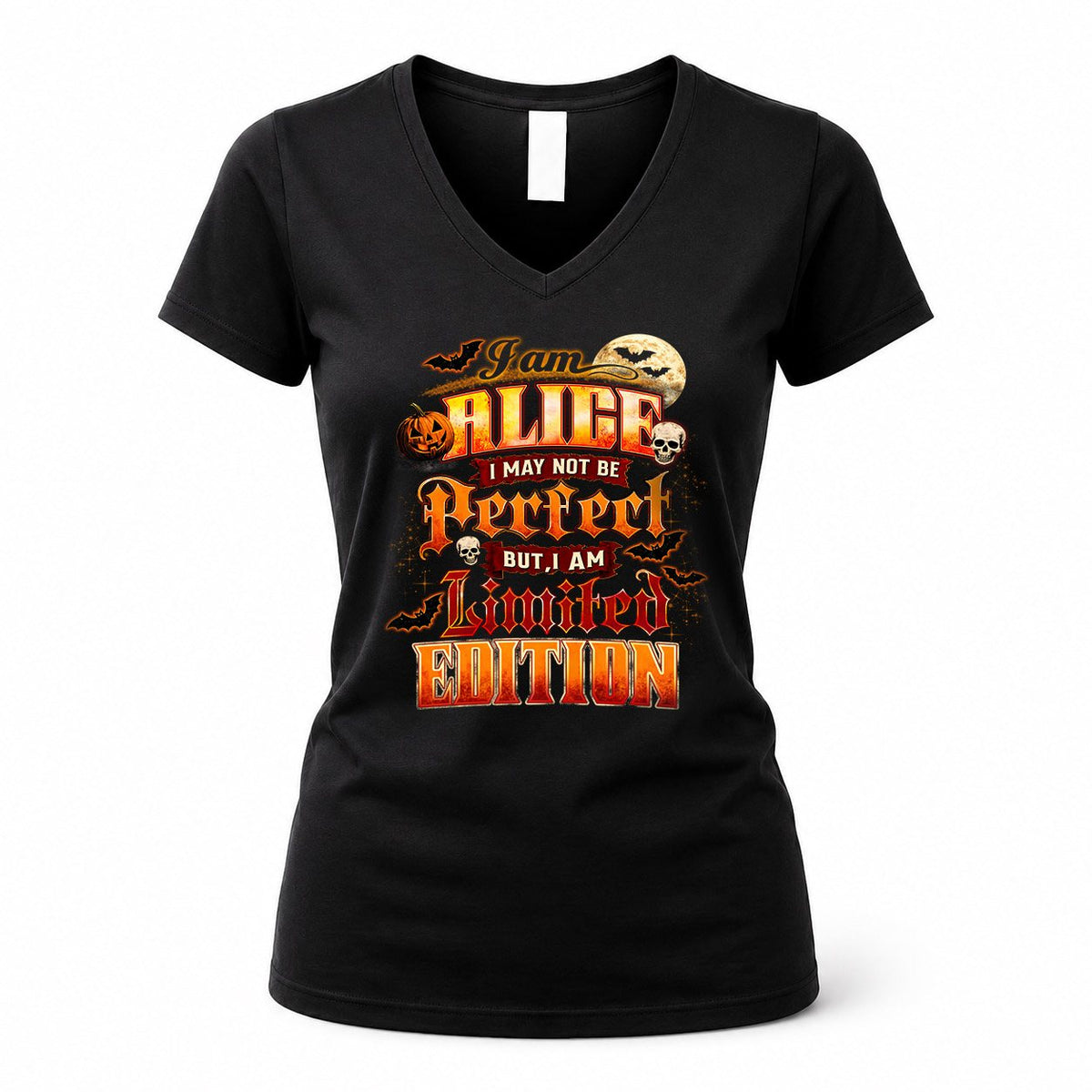 ALICE HH-F008 – Personalized Name Halloween Shirt – “I May Not Be Perfect, But I Am Limited Edition” Custom Apparel