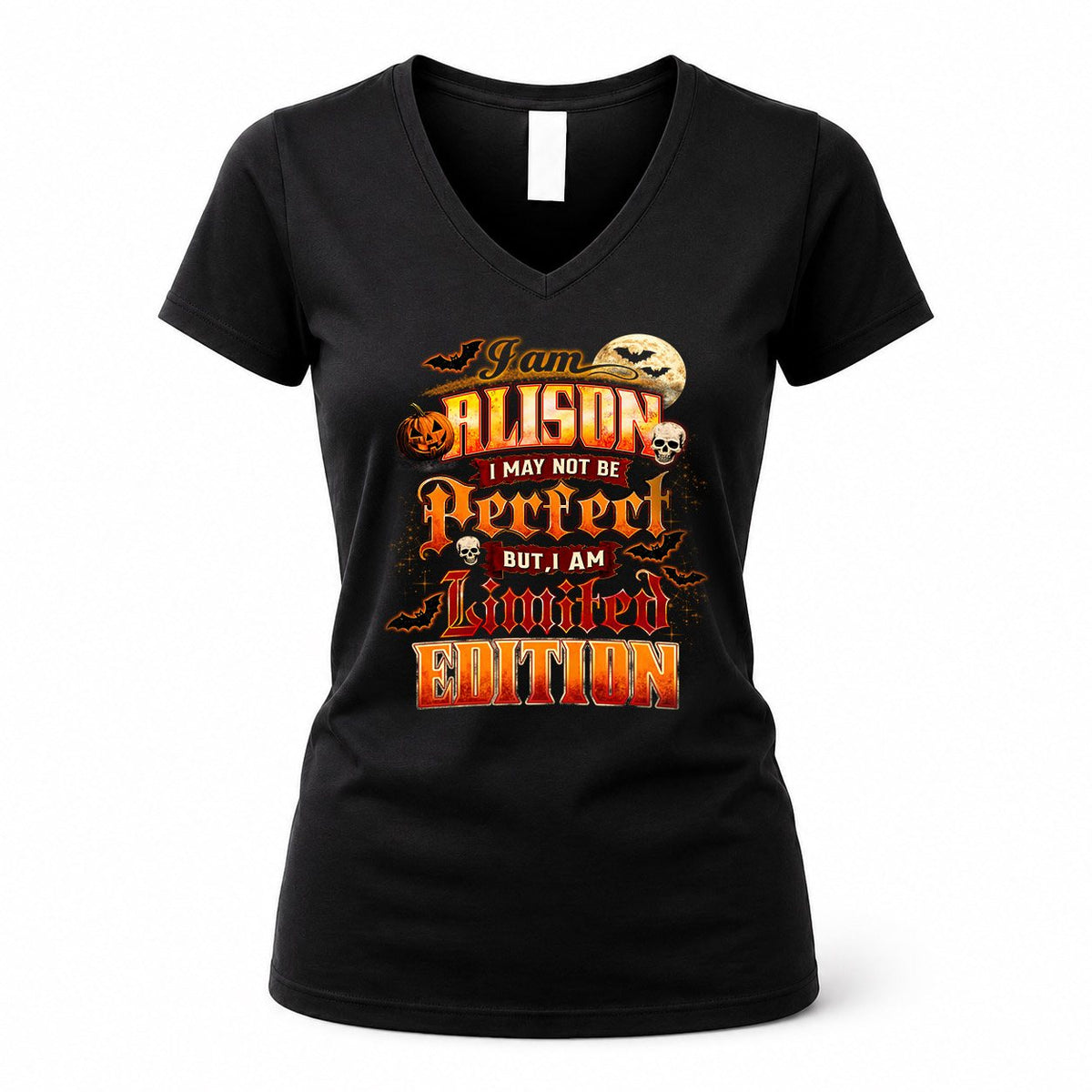 ALISON HH-F008 – Personalized Name Halloween Shirt – “I May Not Be Perfect, But I Am Limited Edition” Custom Apparel