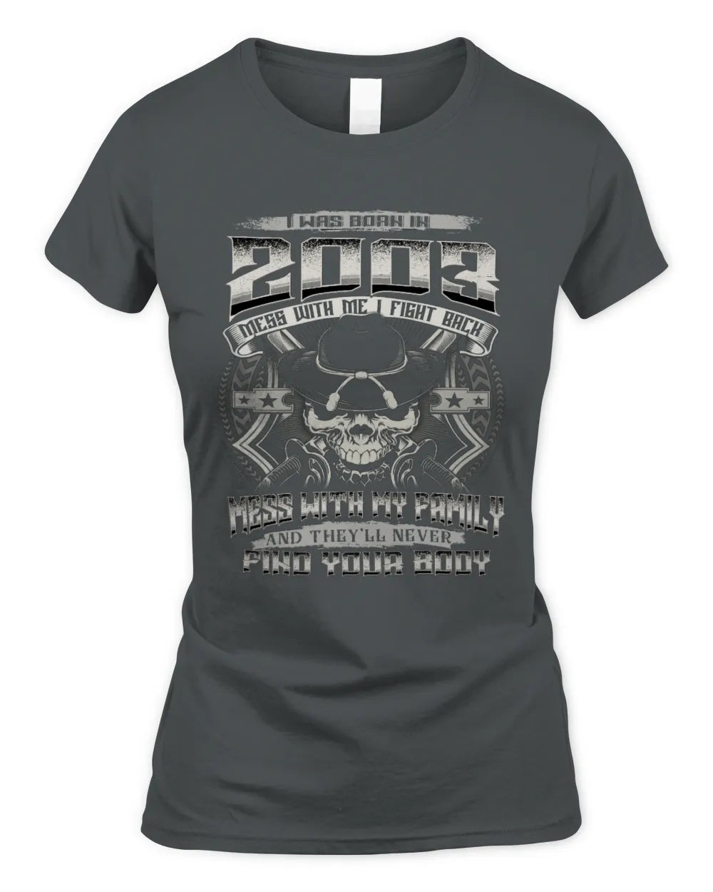 2003 HH89-K2 – T-shirt – Theme: "Birth Year – Family Always Protects" - Women's Standard T-Shirt - Charcoal