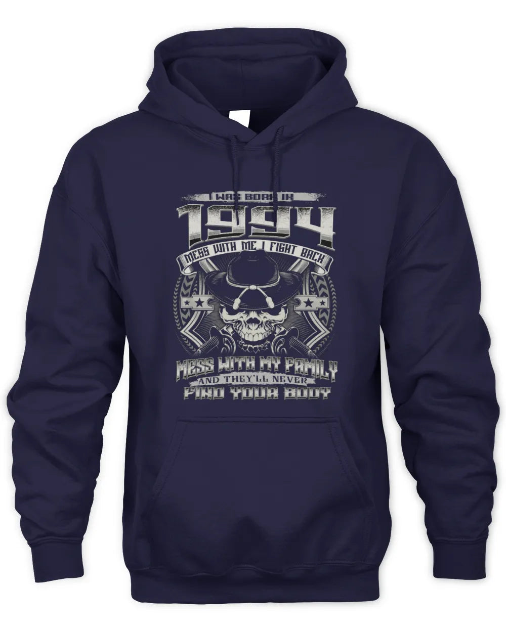 1994 HH89-K2 – T-shirt – Theme: "Birth Year – Family Always Protects" - Unisex Hoodie - Navy
