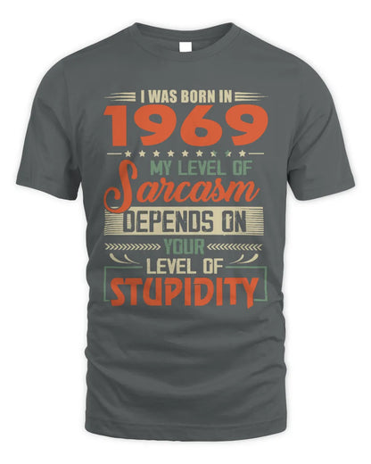 1969 HH89-K2 – Vintage Born to Be Sarcastic T-Shirt - Unisex Standard T-Shirt - Charcoal
