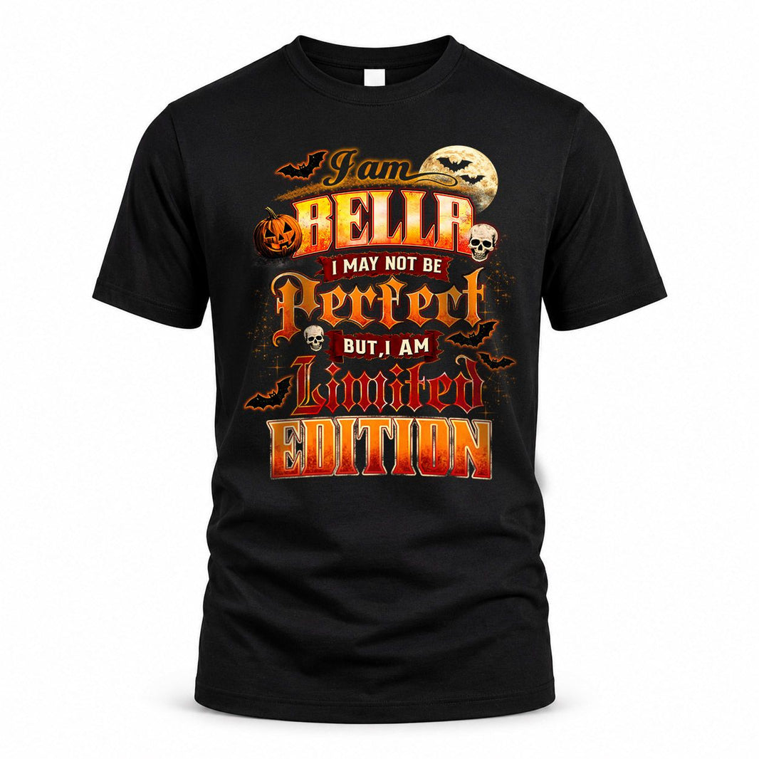 BELLA HH-F008 – Personalized Name Halloween Shirt – “I May Not Be Perfect, But I Am Limited Edition” Custom Apparel