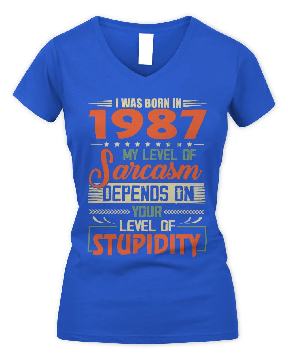 1987 HH89-K2 – Vintage Born to Be Sarcastic T-Shirt - Women's V-Neck T-Shirt - Royal