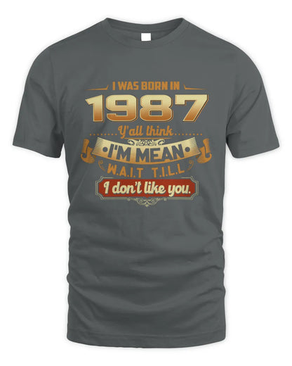 1987 HH89-K2 – Funny Birth Year Attitude Quote T-Shirt - Unisex Standard T-Shirt - Charcoal