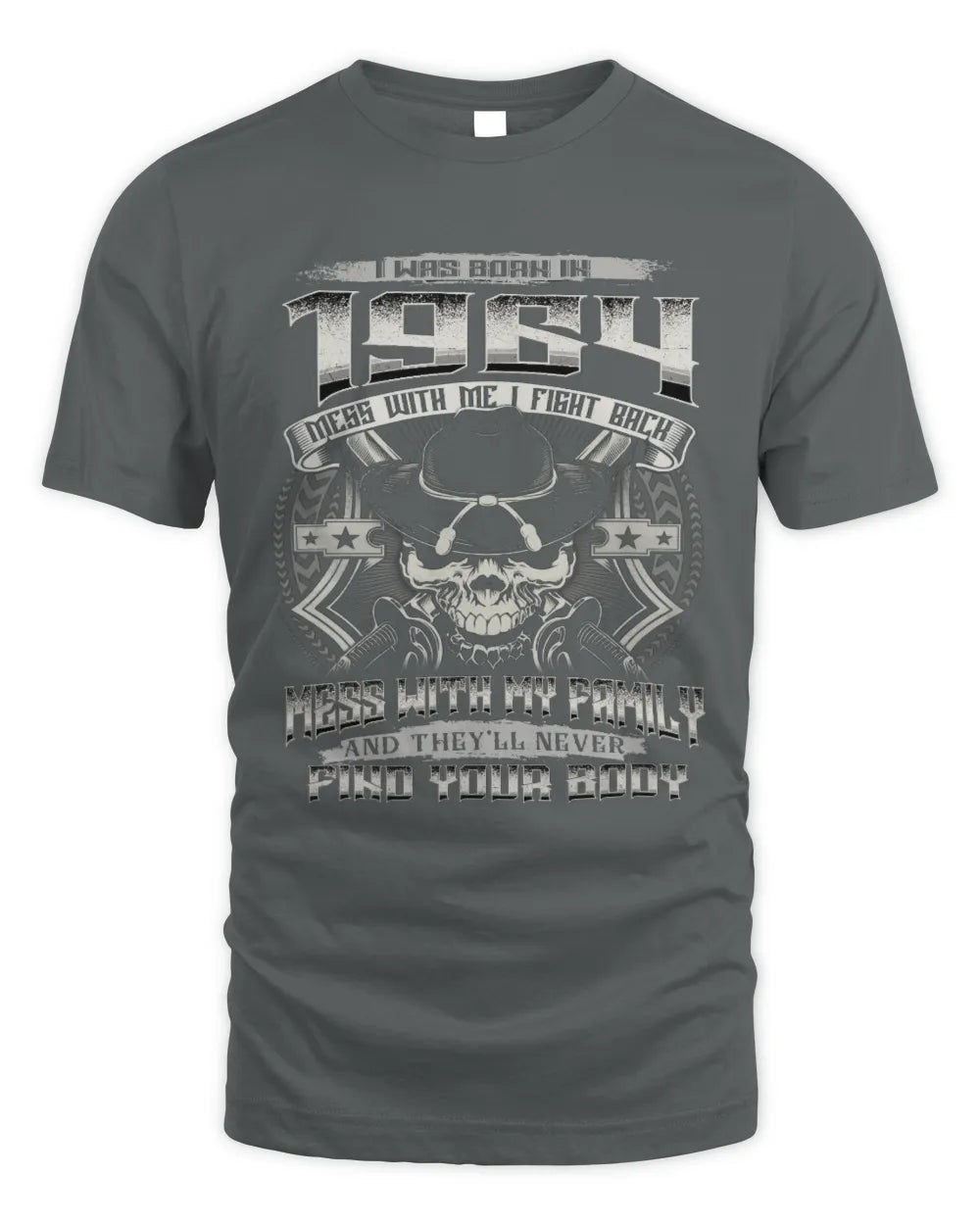 1964 HH89-K2 – T-shirt – Theme: "Birth Year – Family Always Protects" - Unisex Standard T-Shirt - Charcoal