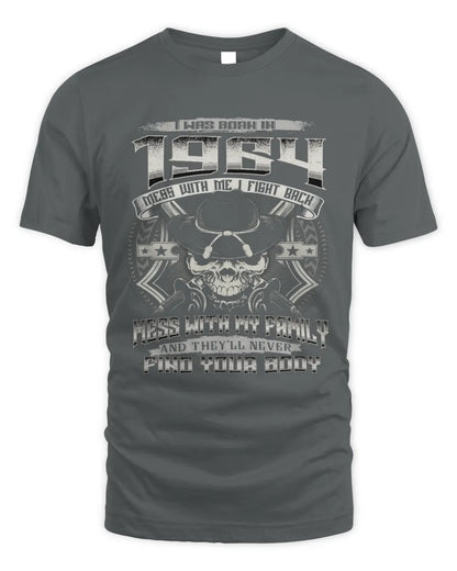 1964 HH89-K2 – T-shirt – Theme: "Birth Year – Family Always Protects" - Unisex Standard T-Shirt - Charcoal