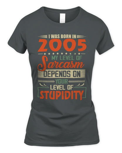 2005 HH89-K2 – Vintage Born to Be Sarcastic T-Shirt - Women's Standard T-Shirt - Charcoal