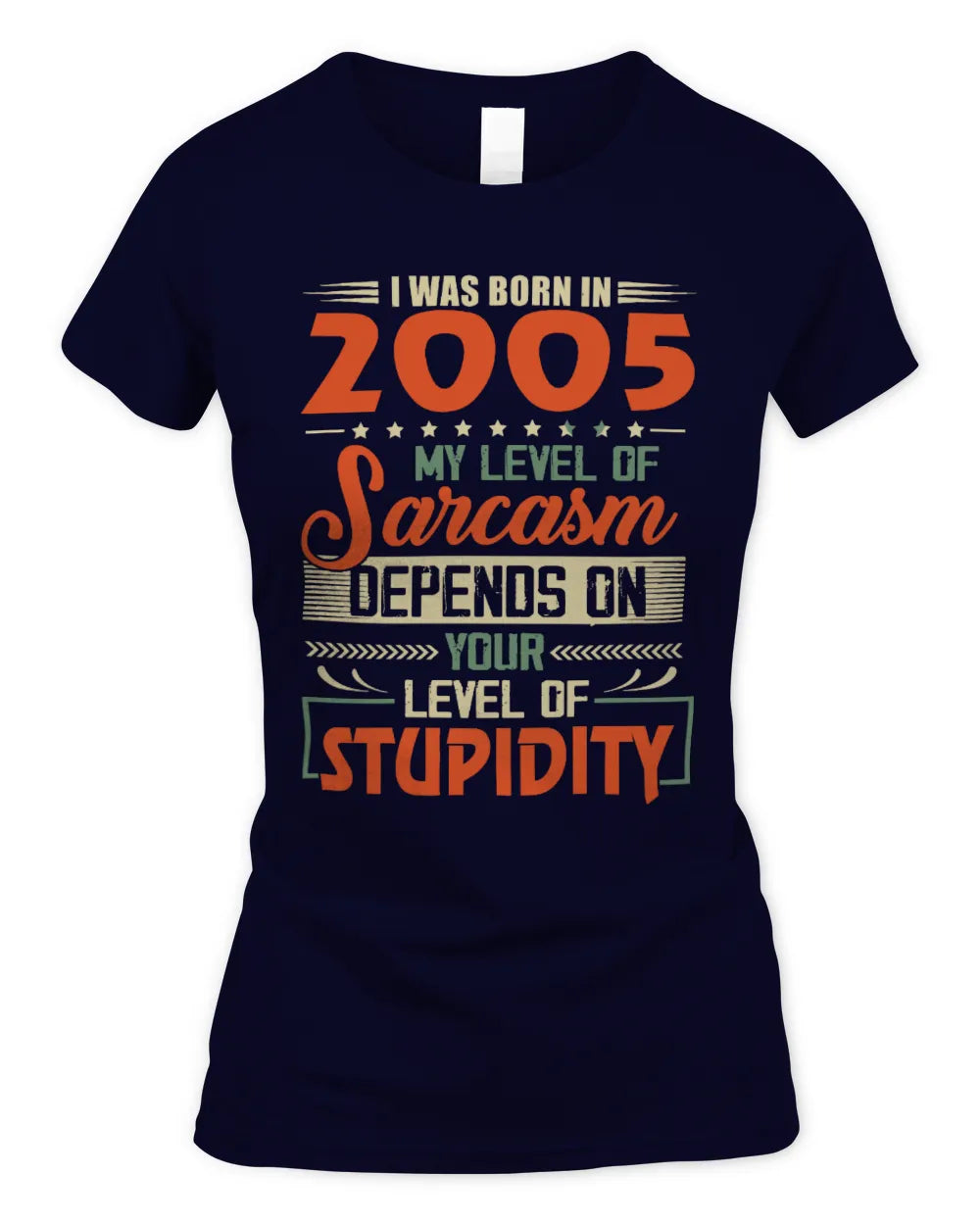 2005 HH89-K2 – Vintage Born to Be Sarcastic T-Shirt - Women's Standard T-Shirt - Navy