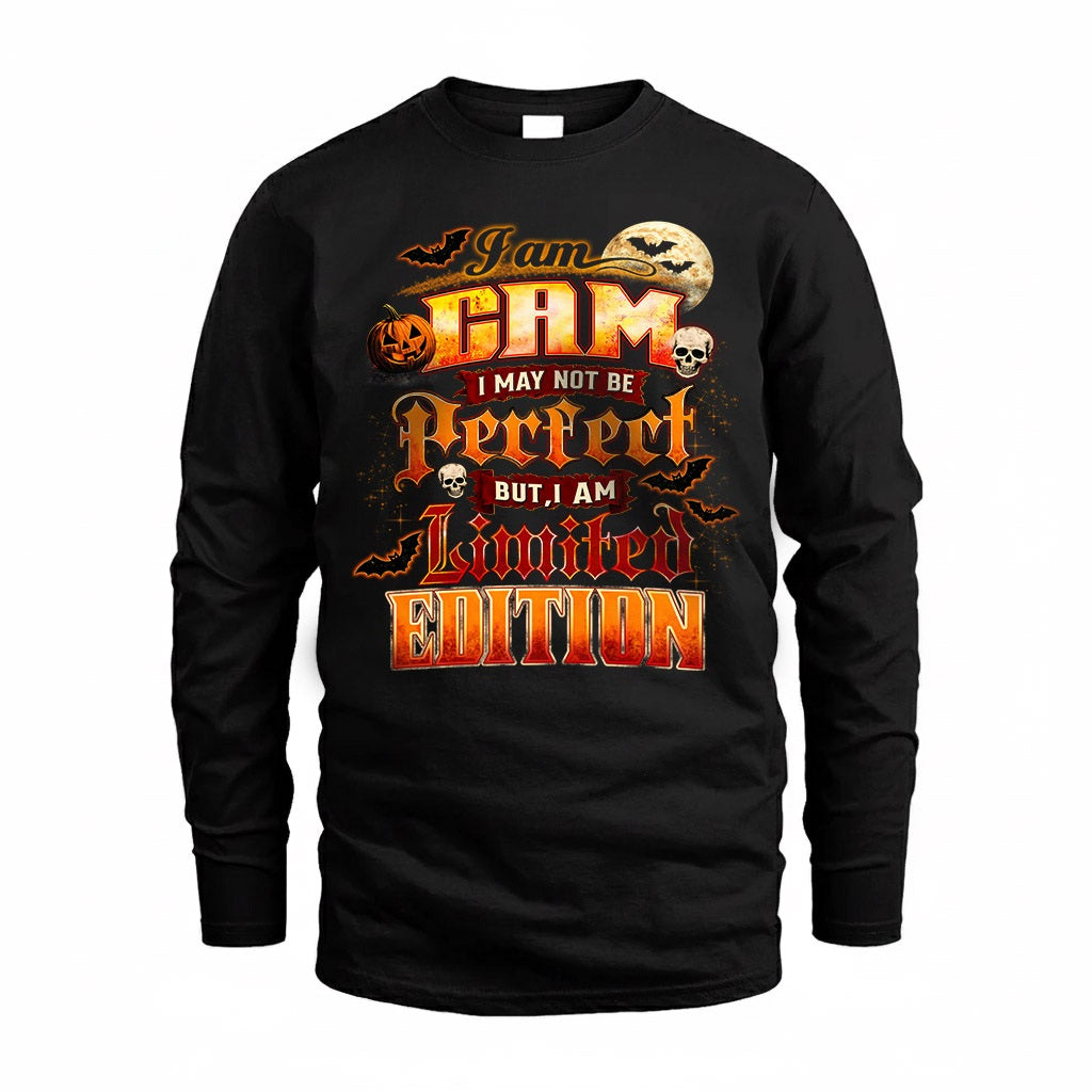 CAM HH-F008 – Personalized Name Halloween Shirt – “I May Not Be Perfect, But I Am Limited Edition” Custom Apparel