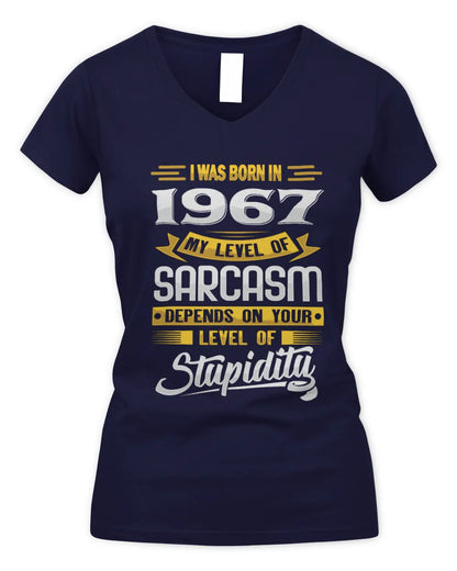 1967 HH88-K2 – Funny Birth Year Sarcasm Quote T-Shirt - Women's V-Neck T-Shirt - Navy