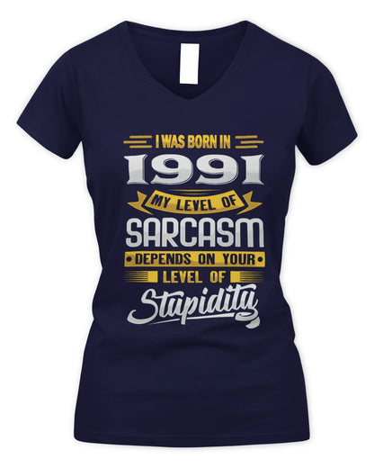 1991 HH88-K2 – Funny Birth Year Sarcasm Quote T-Shirt - Women's V-Neck T-Shirt - Navy